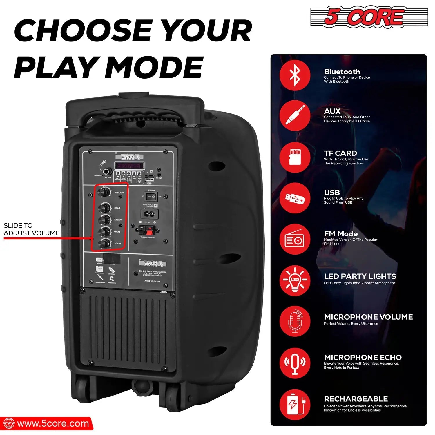 Parlante portátil con karaoke + 2 micrófonos inalámbricos