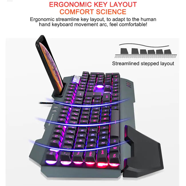 Teclado mecánico ergonómico con retroiluminación RGB
